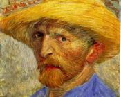 文森特 威廉 梵高 : 戴草帽的自画像